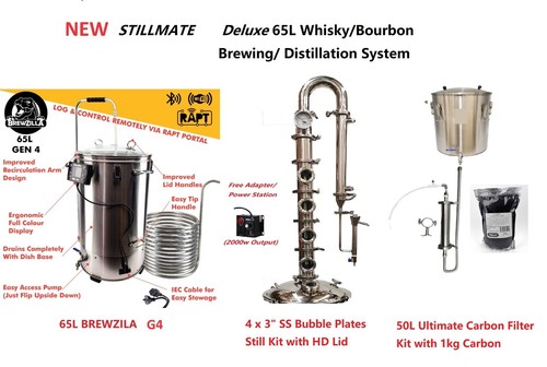 New StillMate 65L Full Set Brewery & 4 x 3" Stills Column for making Whiskey