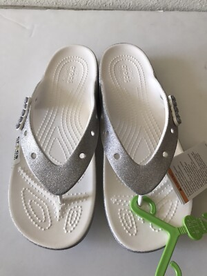 silver crocs sandals