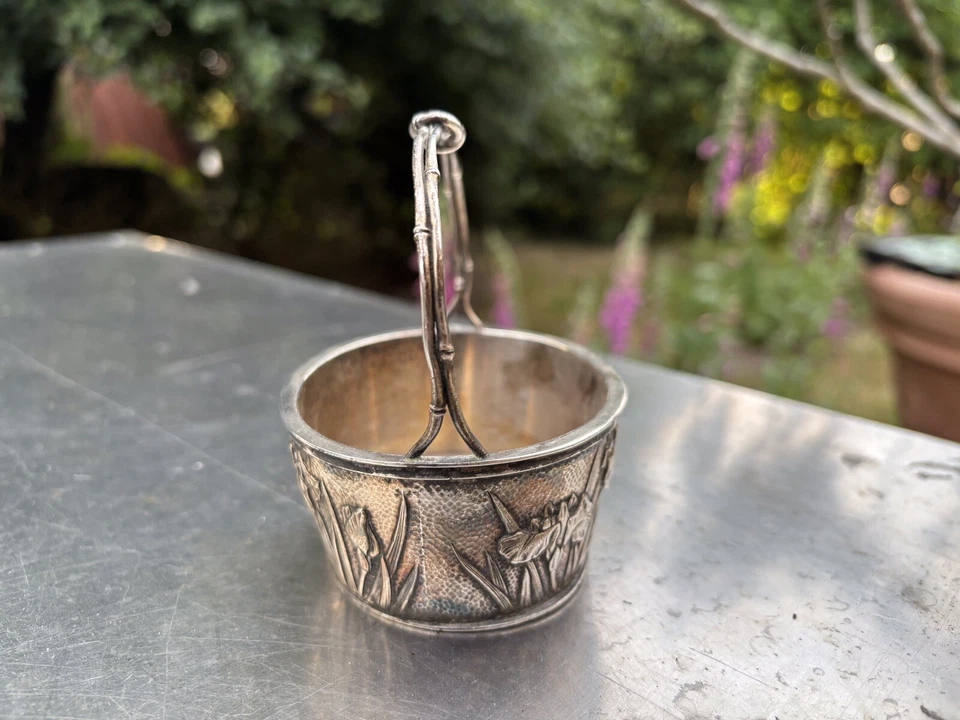 Ancien Panier Miyamoto Shoko argent sterling motif bambou Iris MEIJI TOKYO - Photo 3/4