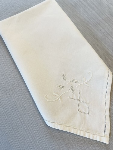 Vintage Taschentuch 20er Jahre weiß Leinen Stickerei Borte & Locharbeit - Bild 4 von 7