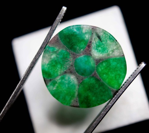 Piedra preciosa suelta paquistaní esmeralda trapiche natural de 21,05 quilates de corte redondo con certificación - Imagen 4 de 7