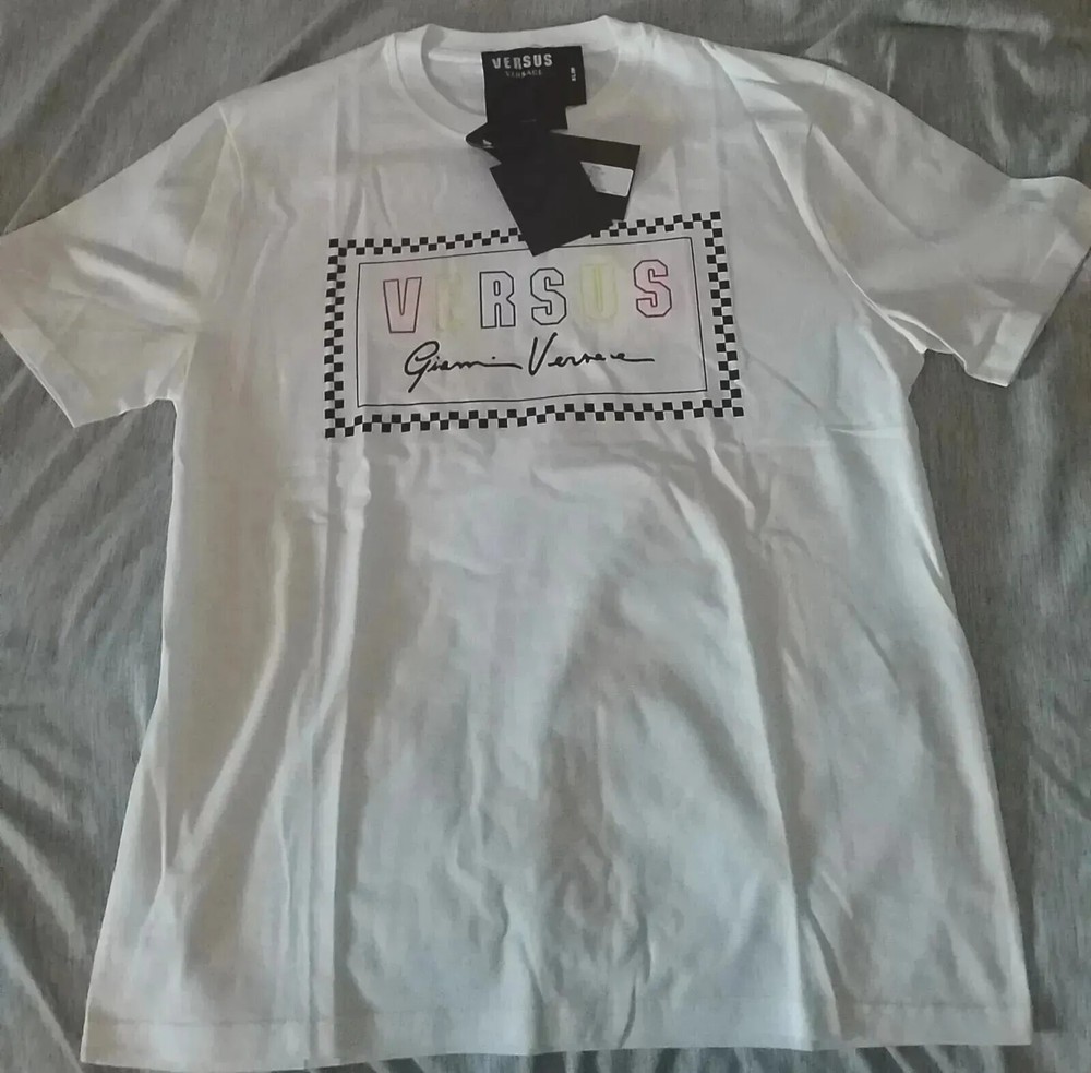 Versus Versace Gianni Box logo Slim Fit T-shirt Men's Optical White Xl NWT