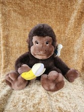 Vintage R. Dakin Monkey/Gorilla w Banana 1986 Soft Plushie Used 8"x6" Brown
