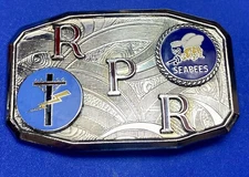 US NAVY SEABEES  Utility pole lightning strike  RPR belt buckle by Hook fast
