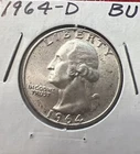 1964 D Washington Quarter BU 90% Silver 25c
