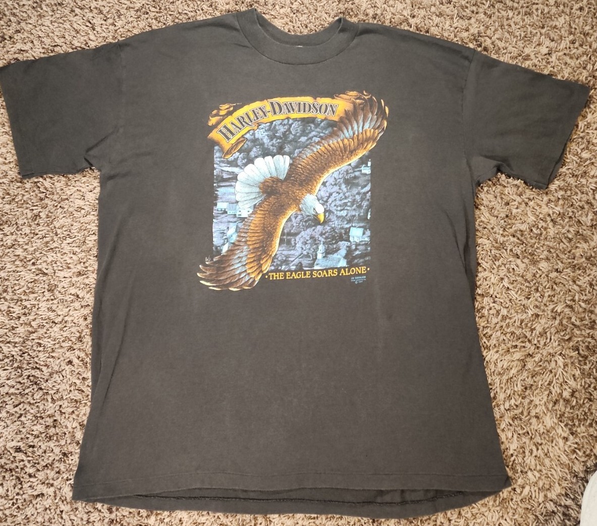 80s HARLEY DAVIDSON 3D EMBLEM 豚 Tシャツ3XL VTG 1989 3D Emblem Harley Davidson Hog Genuine Power Pig