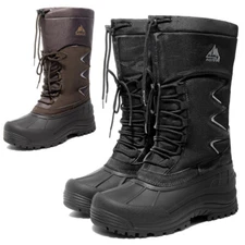 Men Snow Boots Waterproof Mid-Calf Fur Lined Insulated Warm Ski Snow Boots