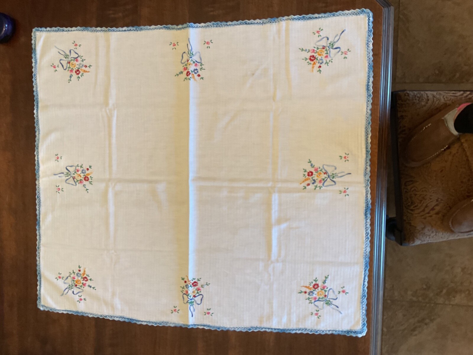 Vintage Hand Embroidered table cloth estate sale eBay