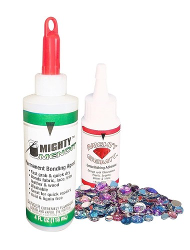 Clear Permanent Adhesive for Fabric & craft, Includes 50 Gems for Embellishments - Picture 3 of 9