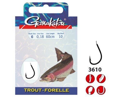 Gamakatsu Trout 3610N | Gr. 4 | 0,25mm | 100cm | 10 Stück - Bild 1 von 1