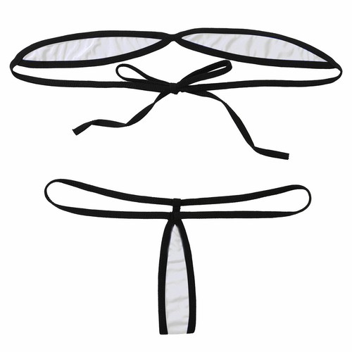 Women's See Through Mesh Micro Bra and Panties Set Monokini Lingerie Swimsuit - Picture 9 of 47