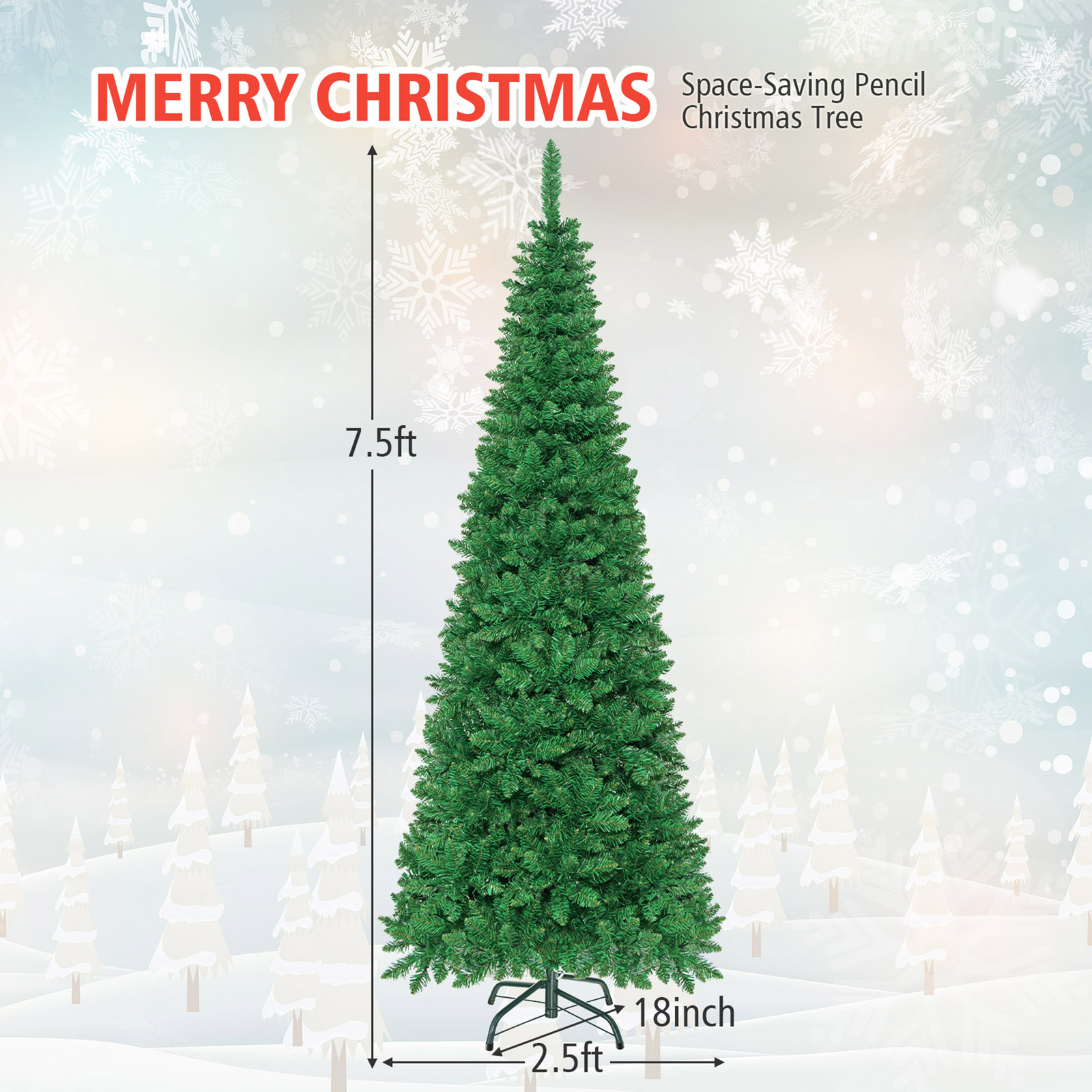 7.5ft PreLit Pencil Christmas Tree Traditional Indoor Decoration eBay