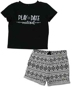 Infant Boys Black Play Date Material Tribal Print Tee & Shorts 2 Pc Outfit Set