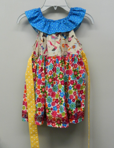 Matilda Jane Platinum Puffer Dress Bright Flowers Birds size 6 New without Tags - Picture 6 of 9