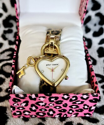Betsey Johnson Cheetah Heart Watch PRETTY LEOPARD DIAMOND BETSEY JOHNSON DIAMOND WATCH MOVING  main image 4