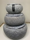 Bambou By ZODAX Set of 3 Blue Woven Stackable Storage Bamboo Lidded Baskets NWT