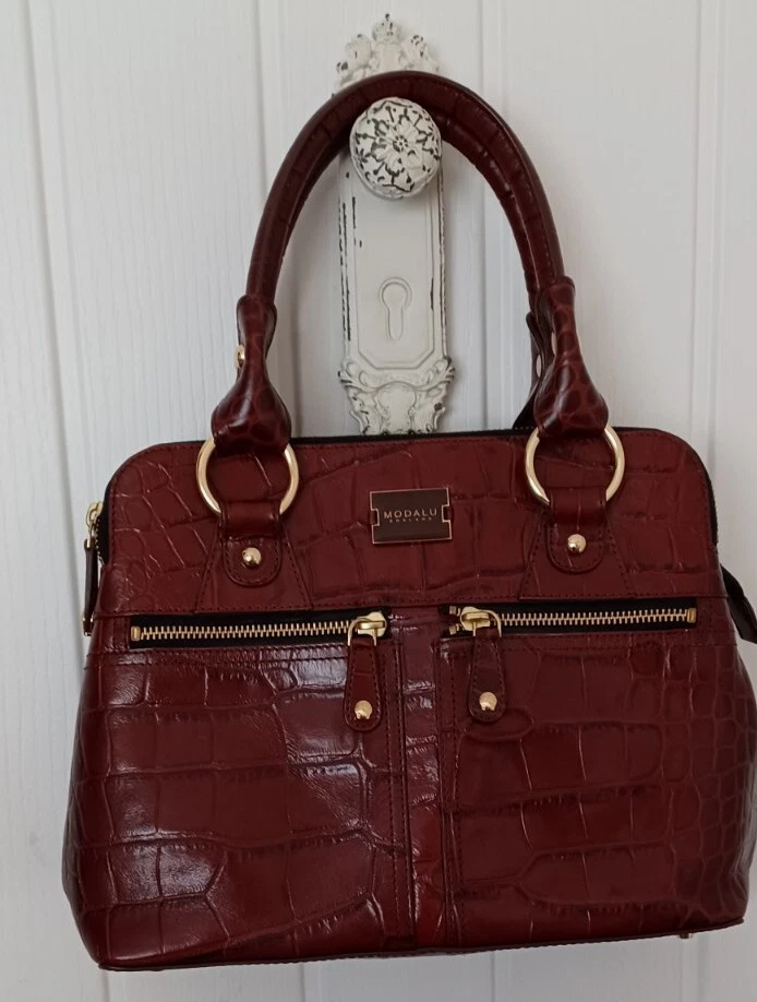 MODALU PIPPA HANDBAG CROC LEATHER GRAB BAG INCLUDES ORIGINAL DUST