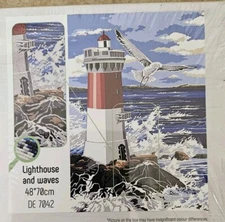 Collection D'Art Diamond Embroidery Painting Kit DE7042 Lighthouse Waves NEW 