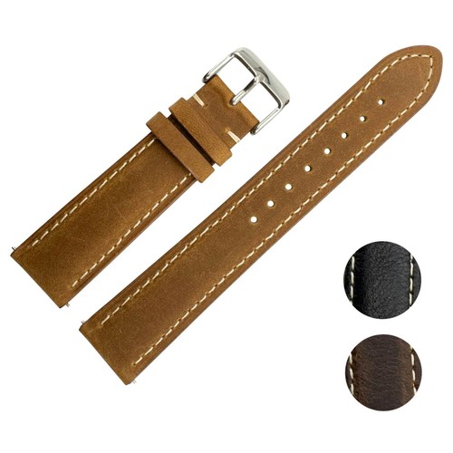 Leather Watch Strap Cowhide Crazy Horse Quick Release Band 18mm 20mm 22mm UK