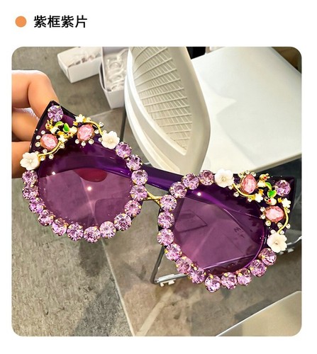 Luxury Rhinestone Cat Eye Sunglasses Women Fashion Outdoor Shades Party Eyewears - Picture 11 of 22