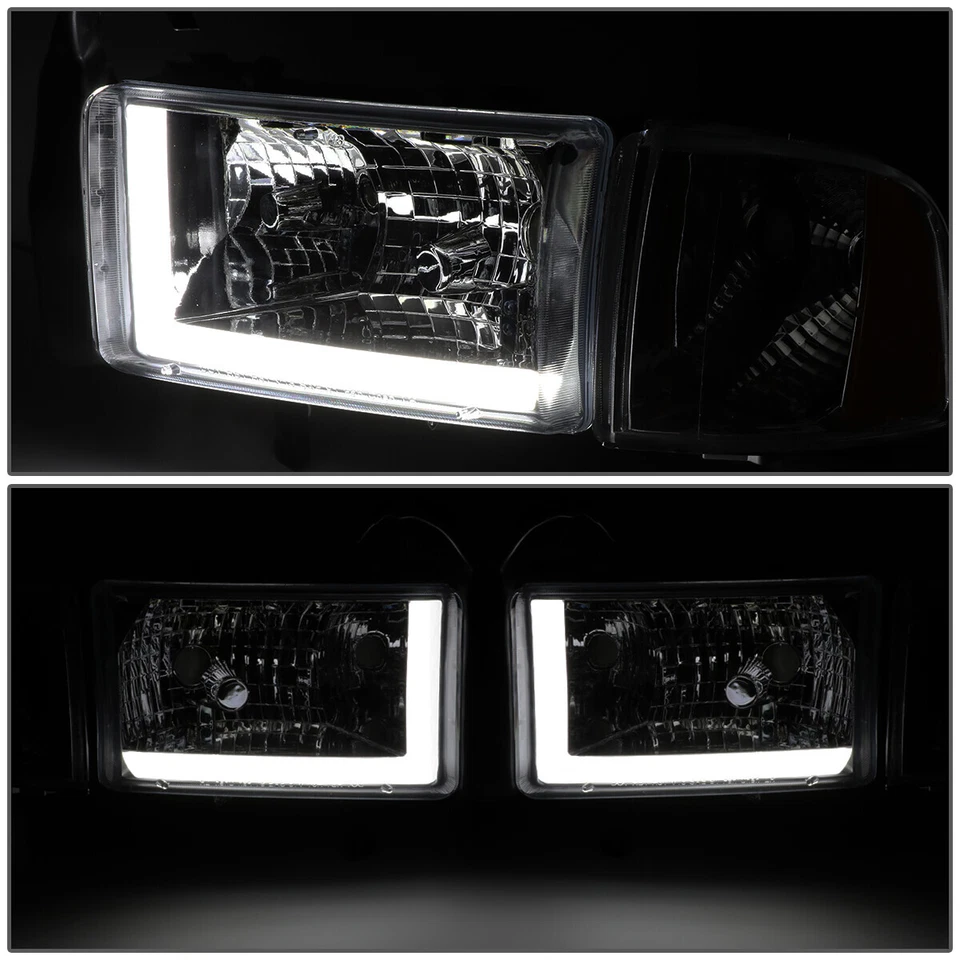 PARA CAMIONETA DODGE RAM 1994-2002 TUBO LED DRL FAROS LATERALES AHUMADOS/ÁMBAR + HERRAMIENTAS Foto 3 de 4
