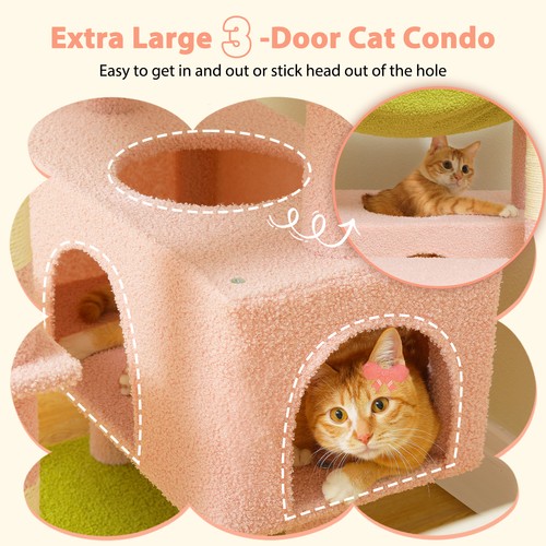 PETEPELA Cat Tree Scratching Post Cat Tower Scratcher Wood Condo House Bed Toys - Picture 42 of 119