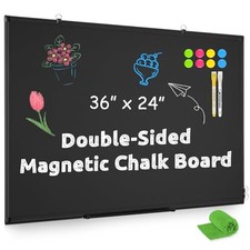 Magnetic Chalk Board Black Chalkboard Double-Sided Blackboard for Wall 36 x 24"