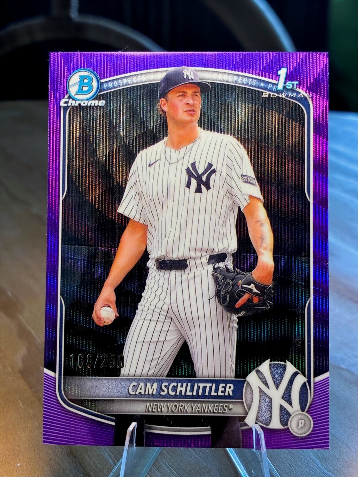 2025 Bowman 1st Chrome Cam Schlittler Prospects Purple Refractor /250