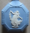 Vintage WEDGWOOD Blue Jasperware Perfume Scent Bottle with metal top & dipper — photo 4