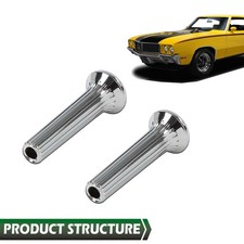 New Fits For1968-70 Gm Cars Chrome Ribbed Door Lock Knobs Plastic - Pair Usa