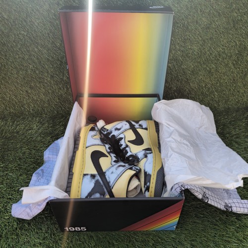 Nike Dunk High 1985 Black Acid Wash Yellow Grey Unisex Size 5 - Picture 11 of 12