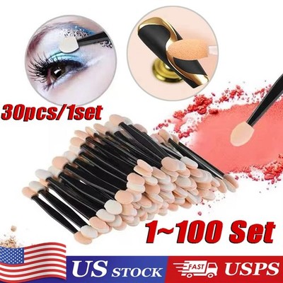 30Pcs Disposable Eyeshadow Brush, Double Ended Sponge Eye Shadow Applicator