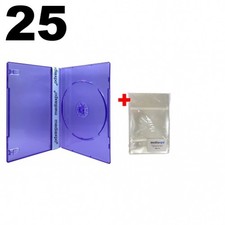 25 SLIM Clear Purple Color Single DVD Cases 7MM 100 OPP Bags