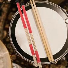 2 Pairs Jazz Drum Brushes Drumsticks - with Comfortable Rubber Handles For