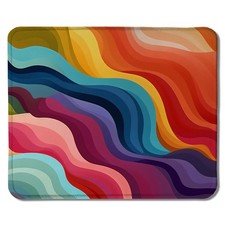 Abstract Mouse Pad 9.5x7.9 inch Colorful Rainbow Wave Aesthetic Desk Decor