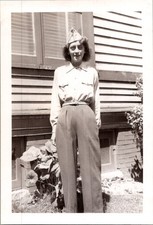 Vintage May 1946 Snapshot Photo Woman in Military Uniform Style Outfit