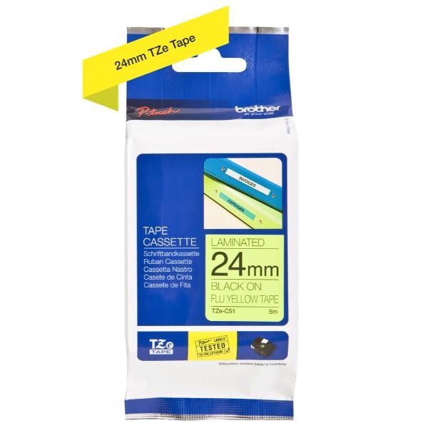 LAMINATO FLUORESCENTE DA 24 MM 5 M NERO GIALLO
