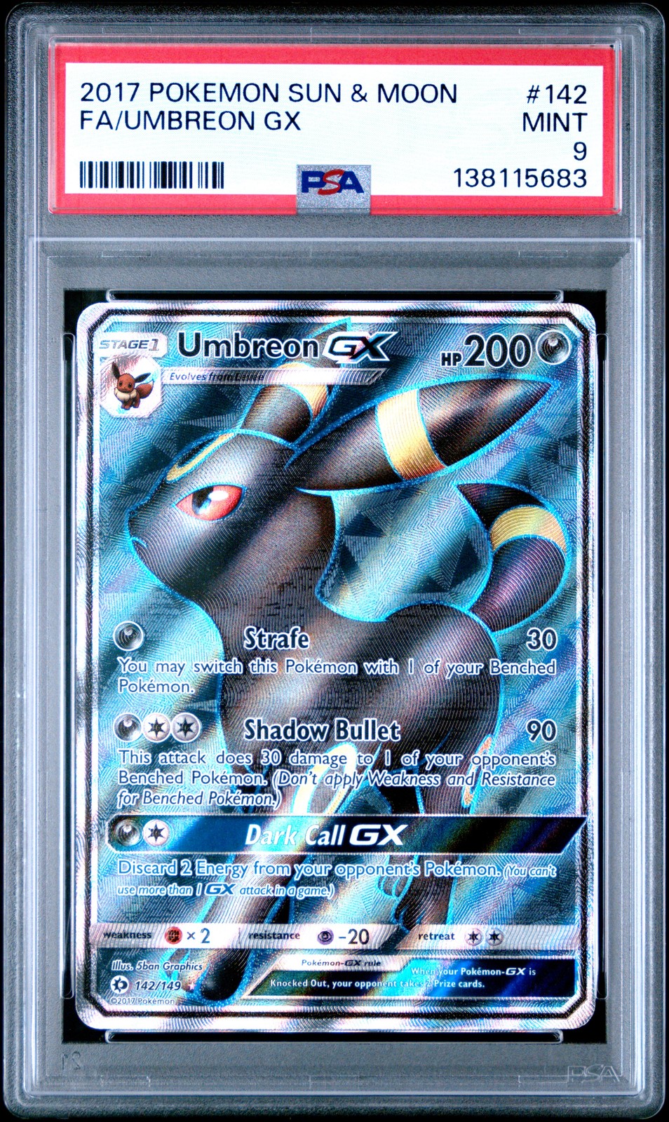 2017 Pokemon Sun & Moon #142 Fa/Umbreon Gx PSA 9