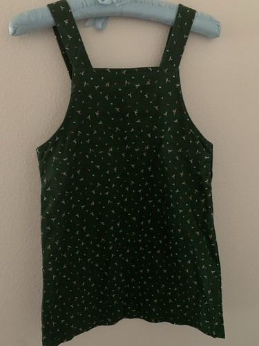 M Girls Vintage Cherokee Green Floral Corduroy Jumper Dress 80s 90s Retro Autumn - Picture 5 of 8