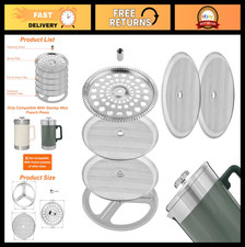 French Press Filter Replacement Set - 6 Pcs Stainless Steel Parts for 48oz Coffe