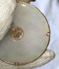 LARGE JADE 14k GOLD CHINESE disk donut PENDANT - 2 inches across — photo 8