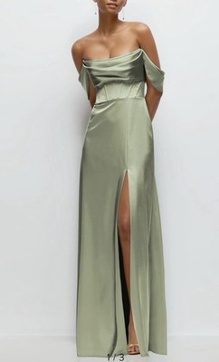 After Six OfftheShoulder Satin Charmeuse Gown with Removable Sleeves size 0 $269