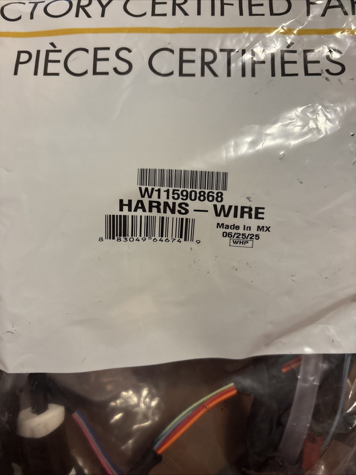 New Genuine OEM Whirlpool Washer Wire Harness W11590868