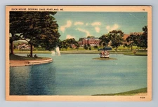 Portland ME-Maine, Duck House, Deering Oaks, Vintage Postcard