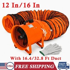 12''/16'' Utility Blower Fan Ventilator Exhaust Fan with 16.4ft/32.8ft Duct Hose
