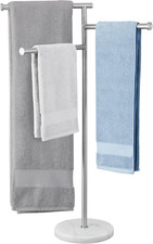 Free Standing Towel Racks for Bathroom with Weighted Marble Base, 40-Inch Floor