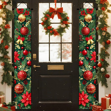 Merry Christmas 2Pcs Door Cover Banner,71X12In Polyester