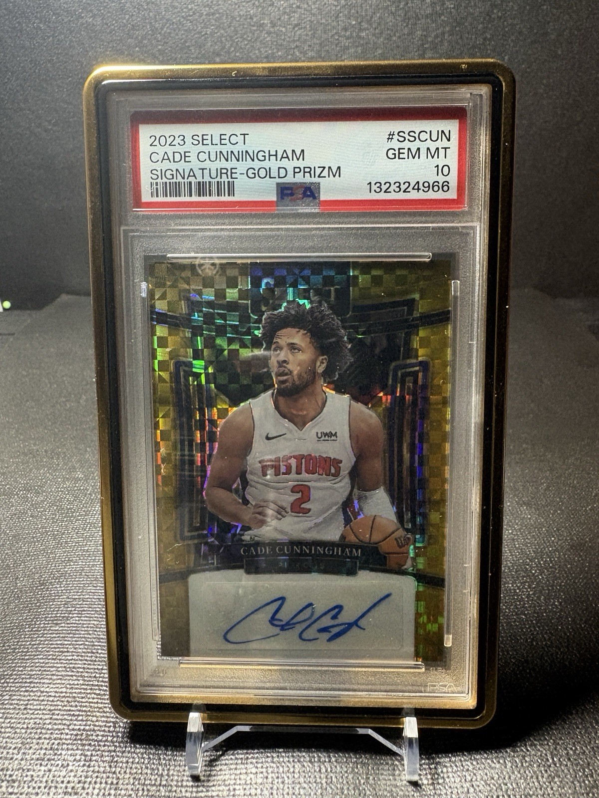 2023 Select Cade Cunningham Gold prizm auto 10/10 bookend PSA 10
