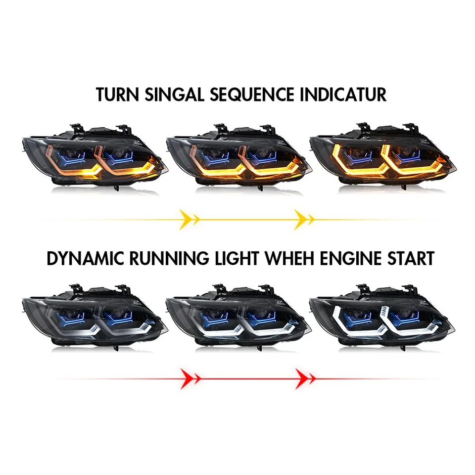 Faro LED doble para BMW Serie 3 2007-2010 E92 E93 328i 335i lámparas delanteras DRL Foto 4 de 4