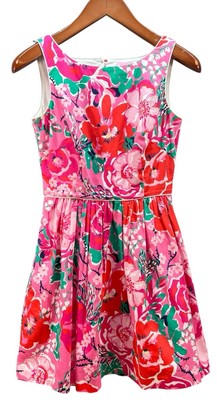 Lilly Pulitzer Hotty Pink Green White A Thing Called Love Aleesa Dress Sz 2